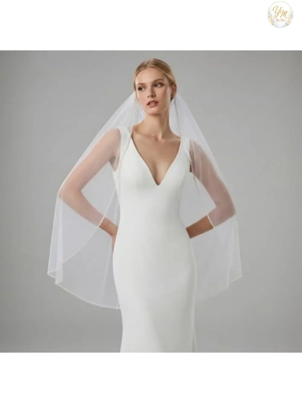 Bridal Veil with Comb Pearls Crystals Beaded Edge Tulle Fingertip Length
